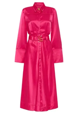 Aje Echo Belted Midi Shirt Dress Hot Pink Size 10 for rent on The Volte - image 5