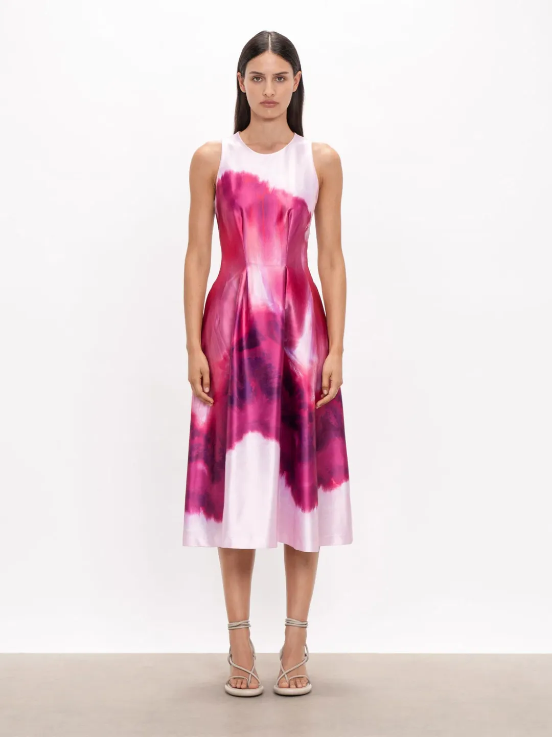 Veronika Maine Marbled Satin Midi Dress Fuchsia Size 6 for rent on The Volte - main image