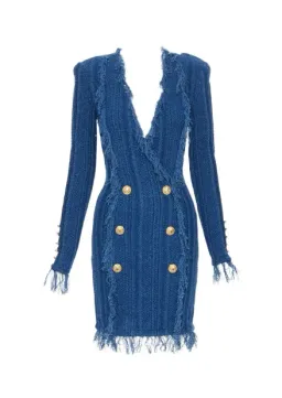 Balmain Knit Mini Dress Blue Size FR 38 / AU 10 for rent on The Volte - image 2