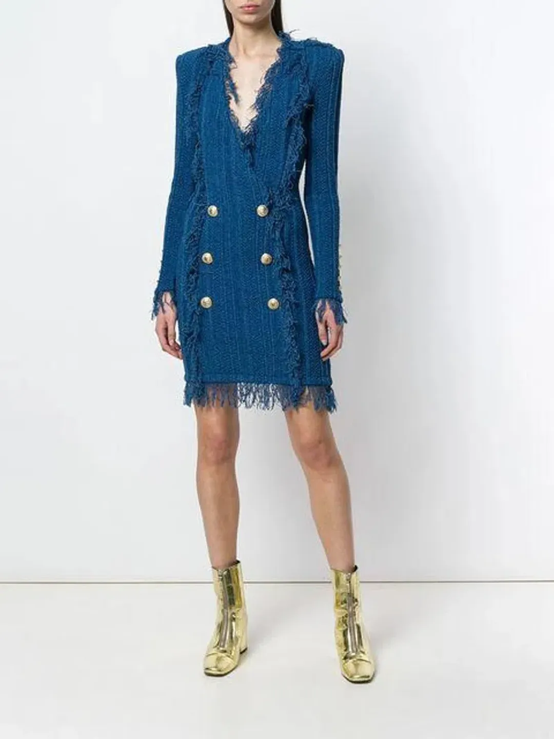 Balmain Knit Mini Dress Blue Size FR 38 / AU 10 for rent on The Volte - main image