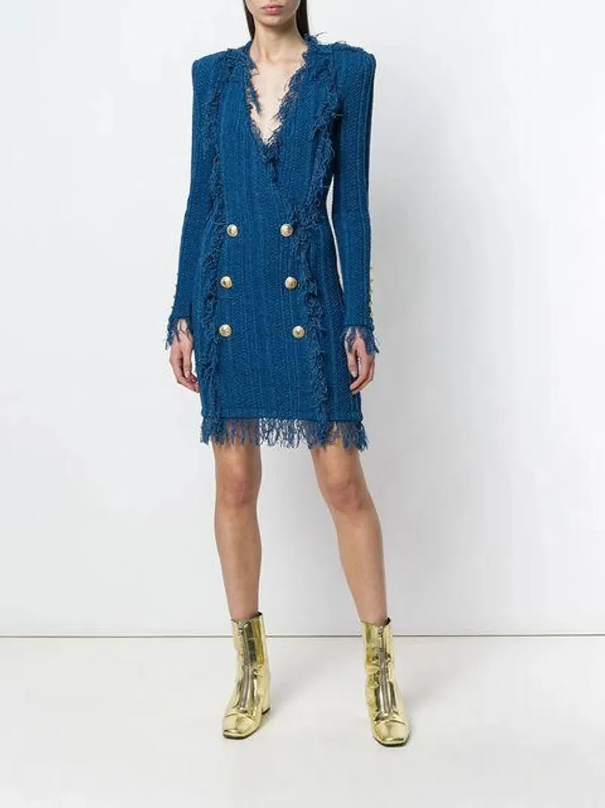 Balmain Knit Mini Dress Blue Size FR 38 / AU 10 for rent on The Volte - main image