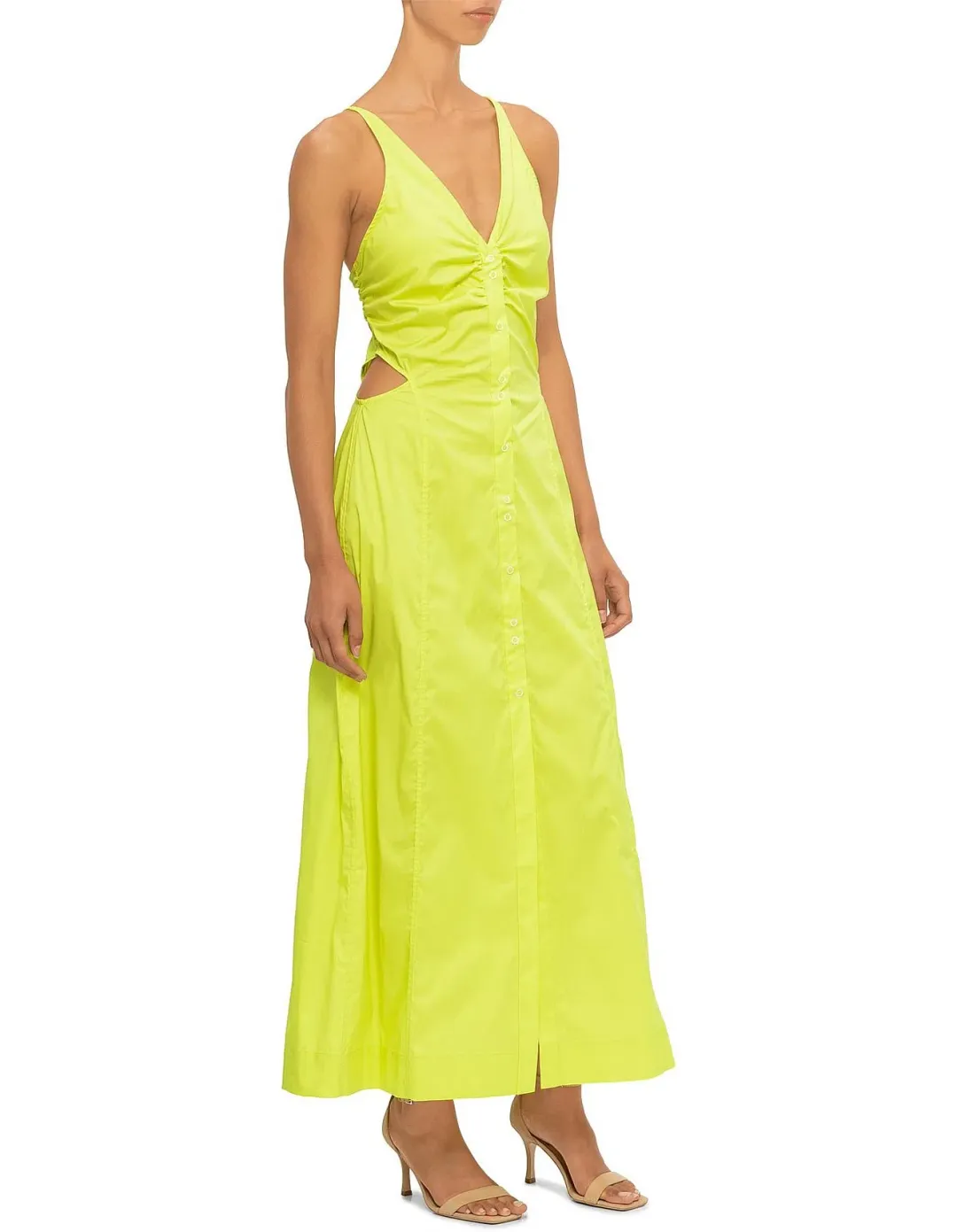 Ganni Stretch Cotton Maxi Dress Yellow Size 12 for rent on The Volte - main image