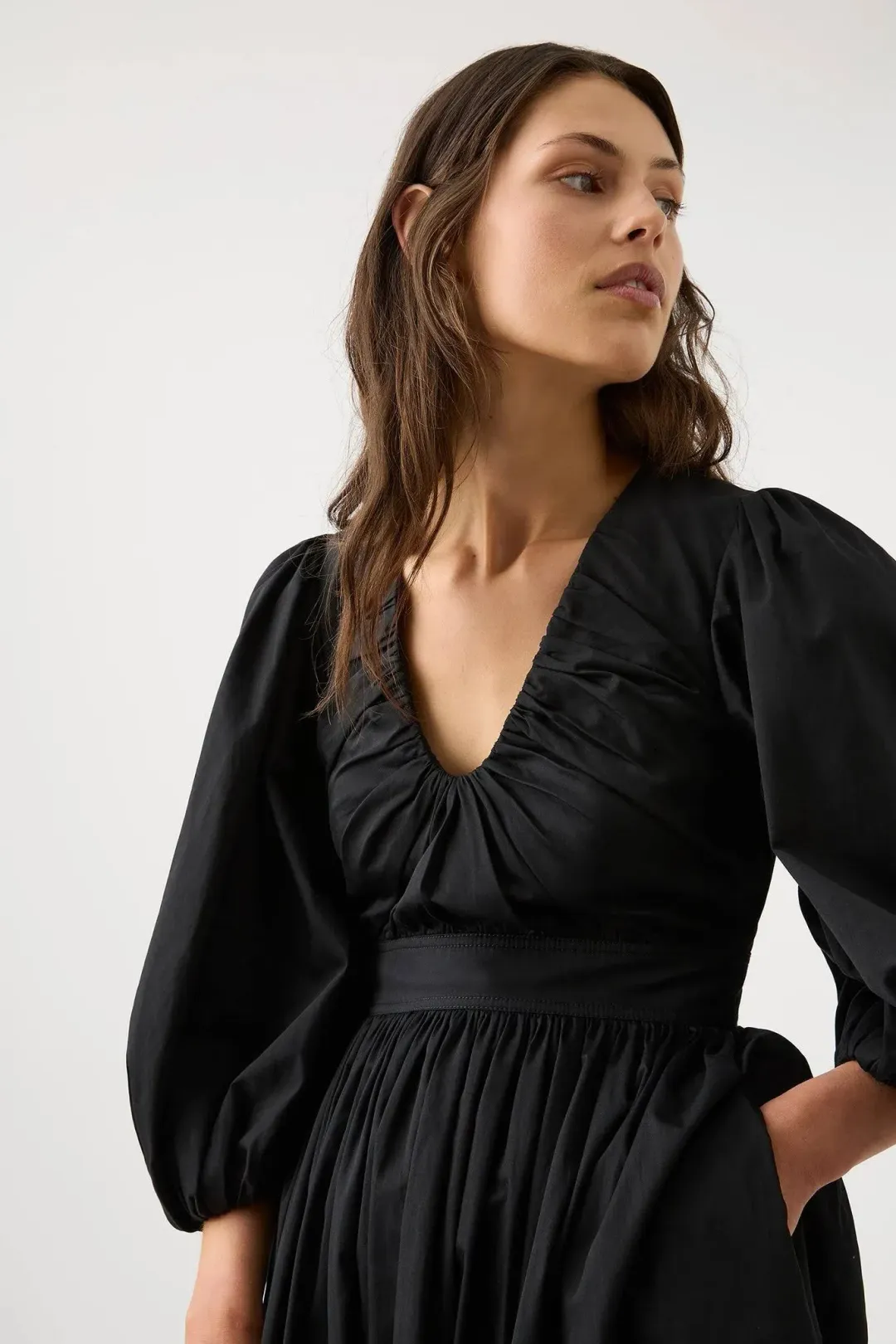 Aje Audrey Waisted Midi Dress Black Size 10 for rent on The Volte - main image