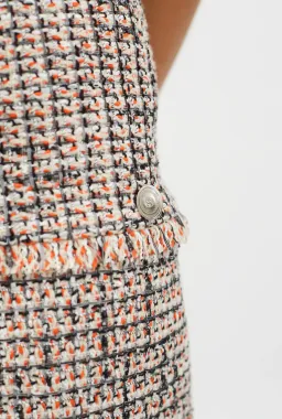 Chanel Tweed Frayed Edge Mini Dress Orange & Black Size M / AU 10 for rent on The Volte - image 4