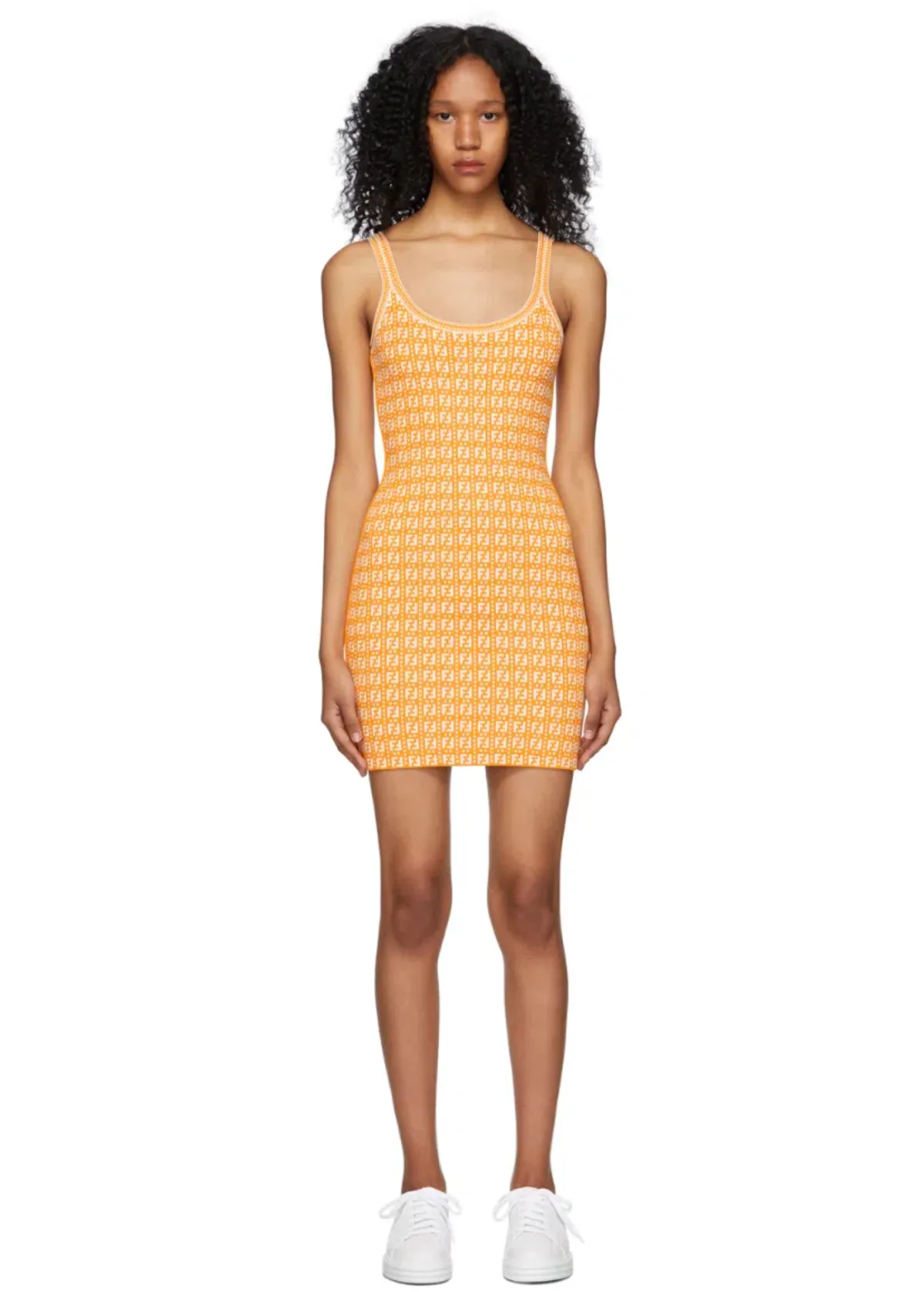 Fendi Motif Logo Jacquard Print Mini Dress Orange Size 38 / AU 10 for rent on The Volte - main image