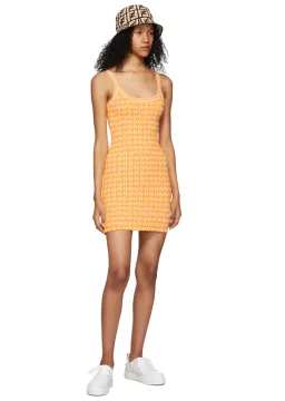Fendi Motif Logo Jacquard Print Mini Dress Orange Size 38 / AU 10 for rent on The Volte - image 4