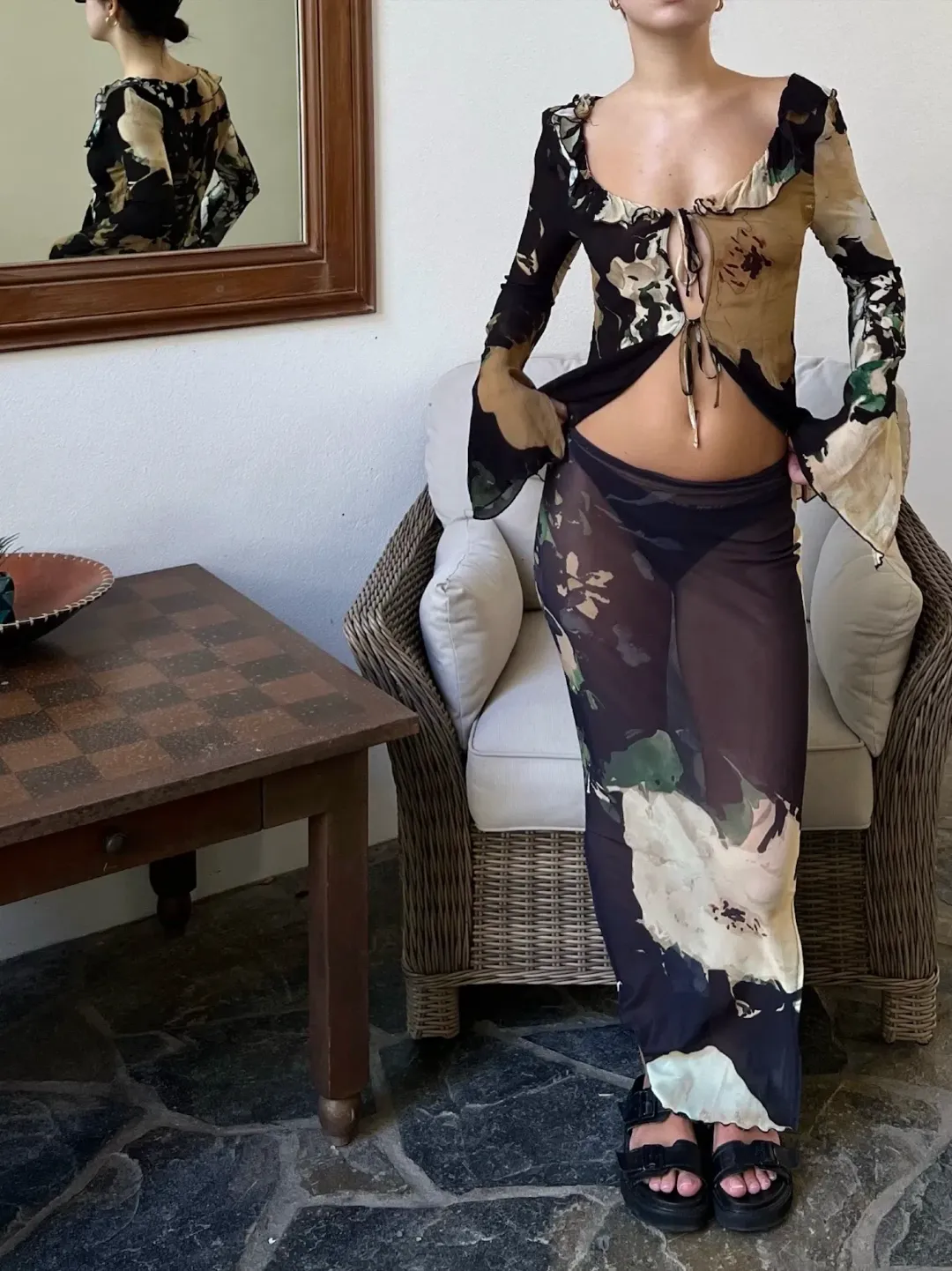 Isabelle Quinn Adeline Blouse & Marilyn Skirt Set Midnight Floral  Size 8 for rent on The Volte - main image