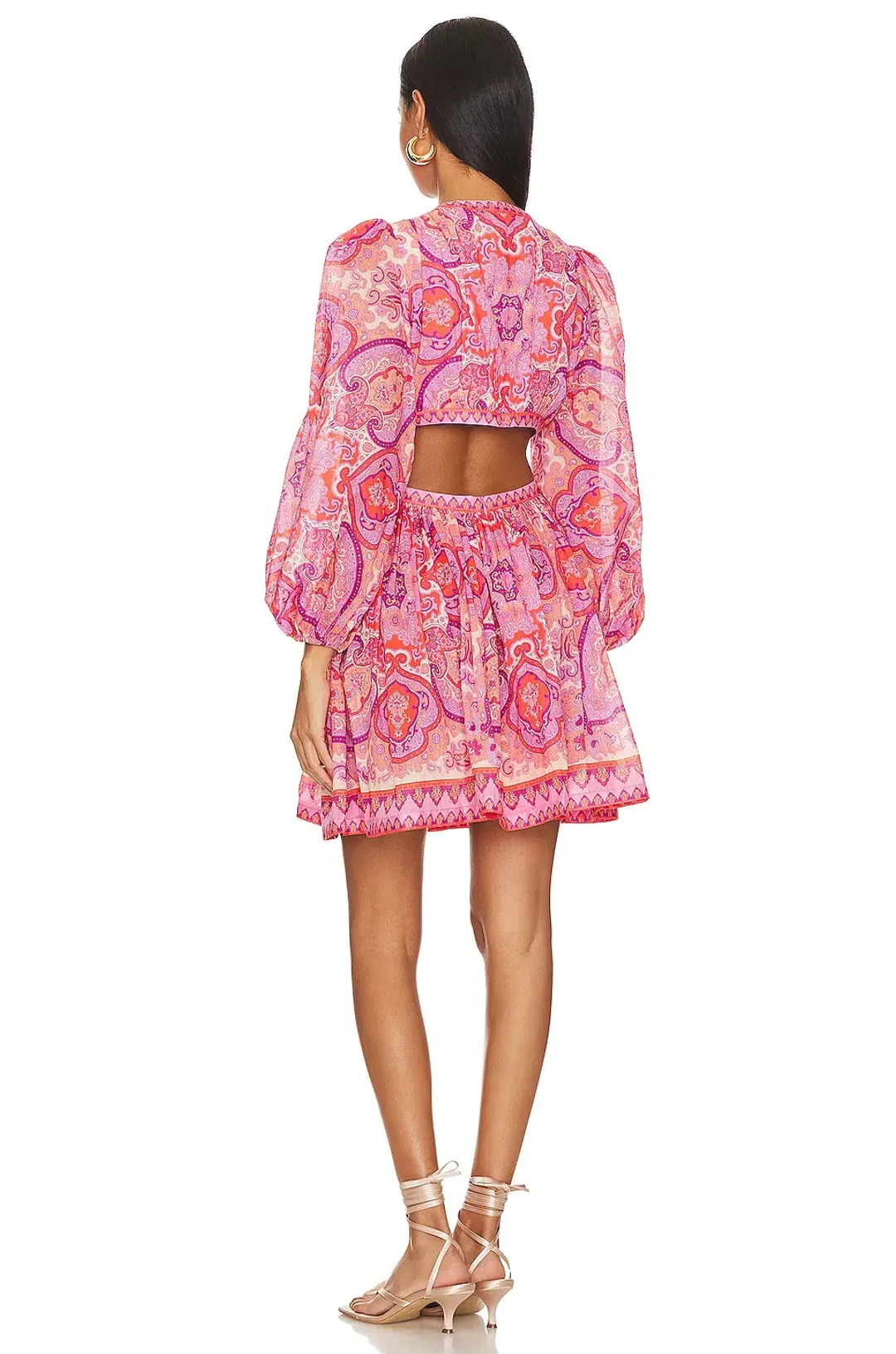 Zimmermann Halcyon Tie Front Mini Dress Pink/Purple Paisley Size 1 / AU 10 for rent on The Volte - main image