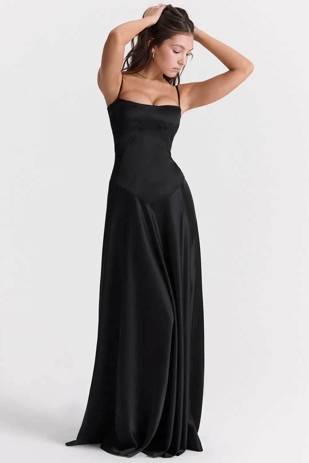 House Of CB Anabella Black Lace Up Maxi Dress Size XS/Au 6 for rent on The Volte - main image