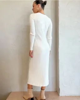 Elka Collective Linea Knit Midi Dress Ivory Size 6 for rent on The Volte - image 2