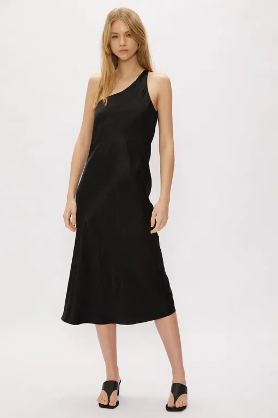 Third Form Running Water Bias One Shoulder Slip Dress Black Size 6 for rent on The Volte - main image