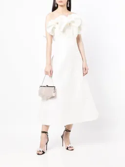 Rachel Gilbert Freida Ruffled Strapless Midi Dress In White for rent on The Volte - image 2