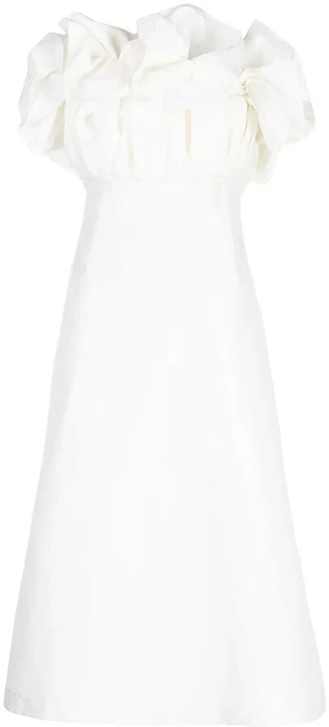 Rachel Gilbert Freida Ruffled Strapless Midi Dress In White for rent on The Volte - main image