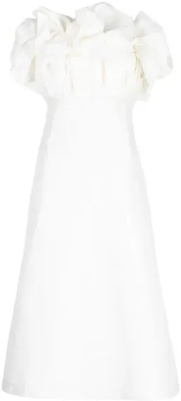 Rachel Gilbert Freida Ruffled Strapless Midi Dress In White for rent on The Volte - image 5