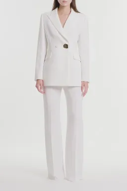 Carla Zampatti Crepe Florence Blazer and Pants Set White Size 10 for rent on The Volte - image 1
