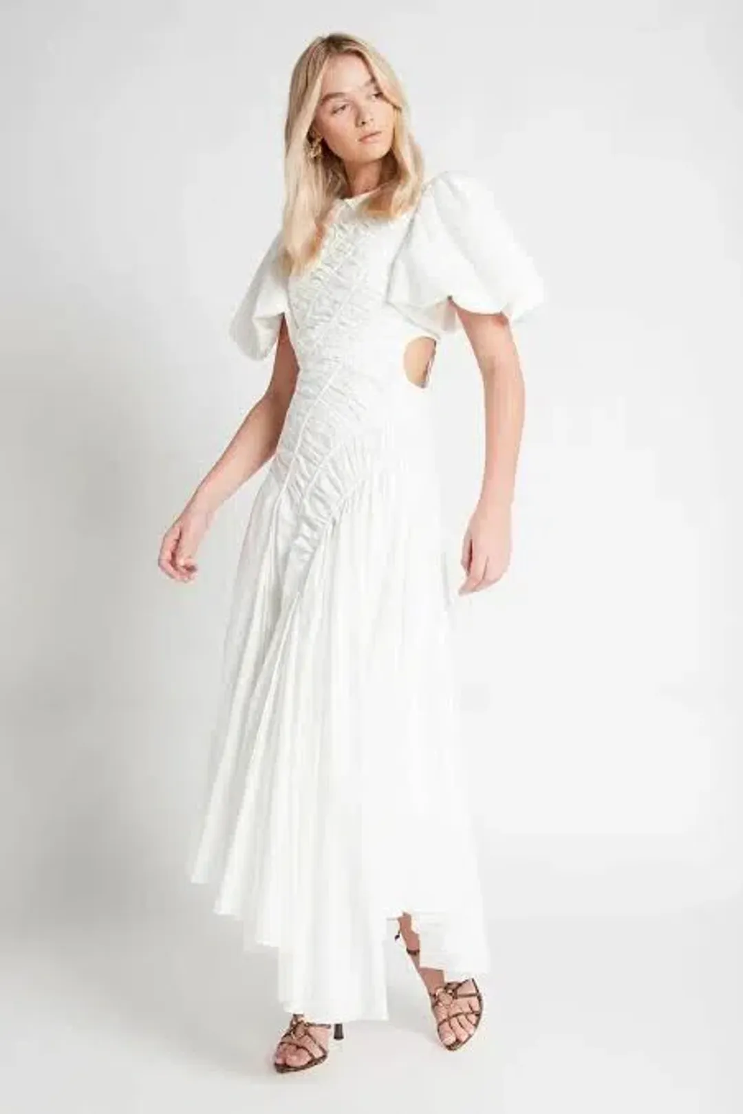 AJE Siren Drawstring Midi Dress Size 6 for rent on The Volte - main image