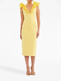 Rebecca Vallance Chloe Midi Dress Yellow Size 10 for rent on The Volte - image 1