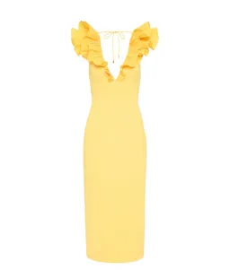 Rebecca Vallance Chloe Midi Dress Yellow Size 10 for rent on The Volte - image 5