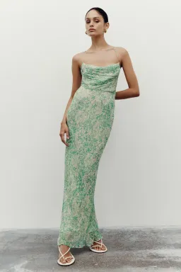 Shona Joy Belvedere Lace Back Bias Maxi Dress Green Size 10 for rent on The Volte - image 1