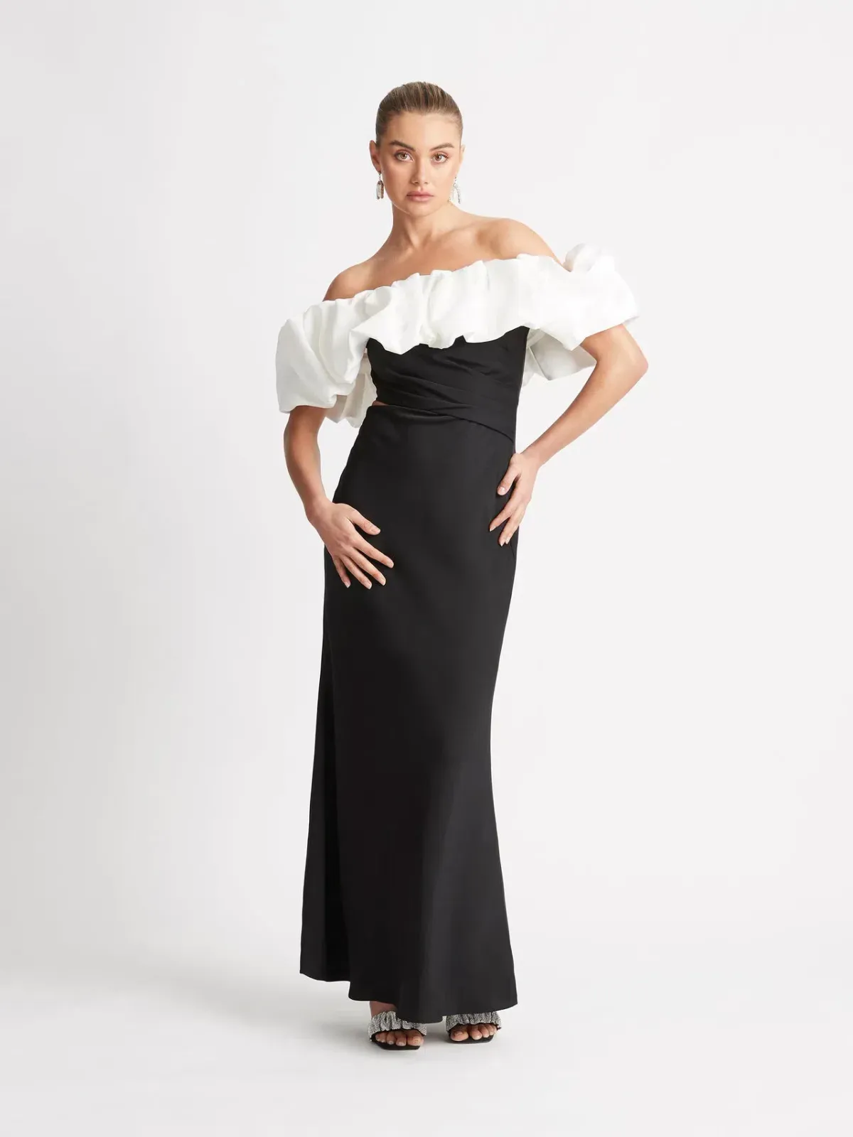 Sheike Margot Maxi Dress Black/White Size 8 for rent on The Volte - main image