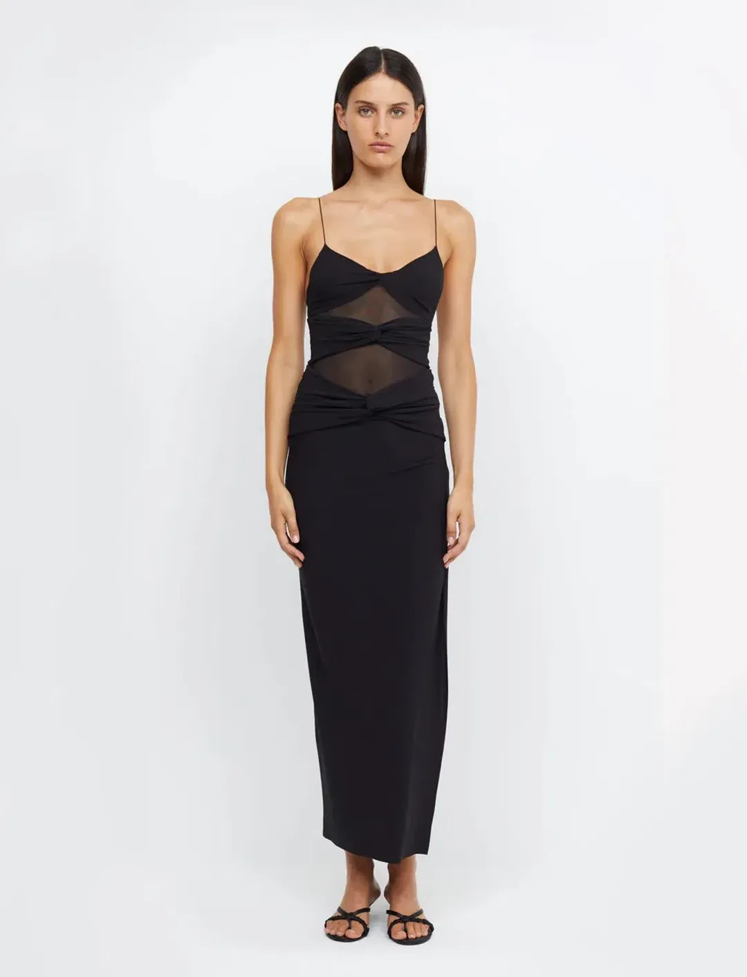 Bec & Bridge Montana Twist Mesh Maxi Dress in Black Size 6 for rent on The Volte - main image