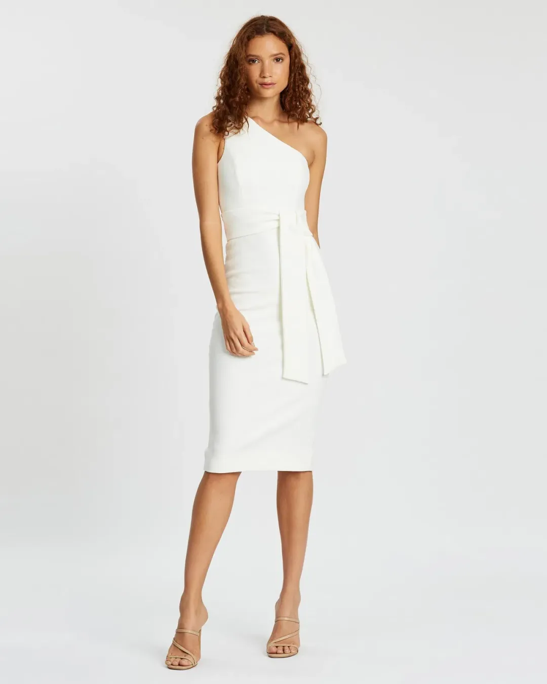 Shona Joy Lucy One Shoulder Midi Dress Ivory Size 10 for rent on The Volte - main image