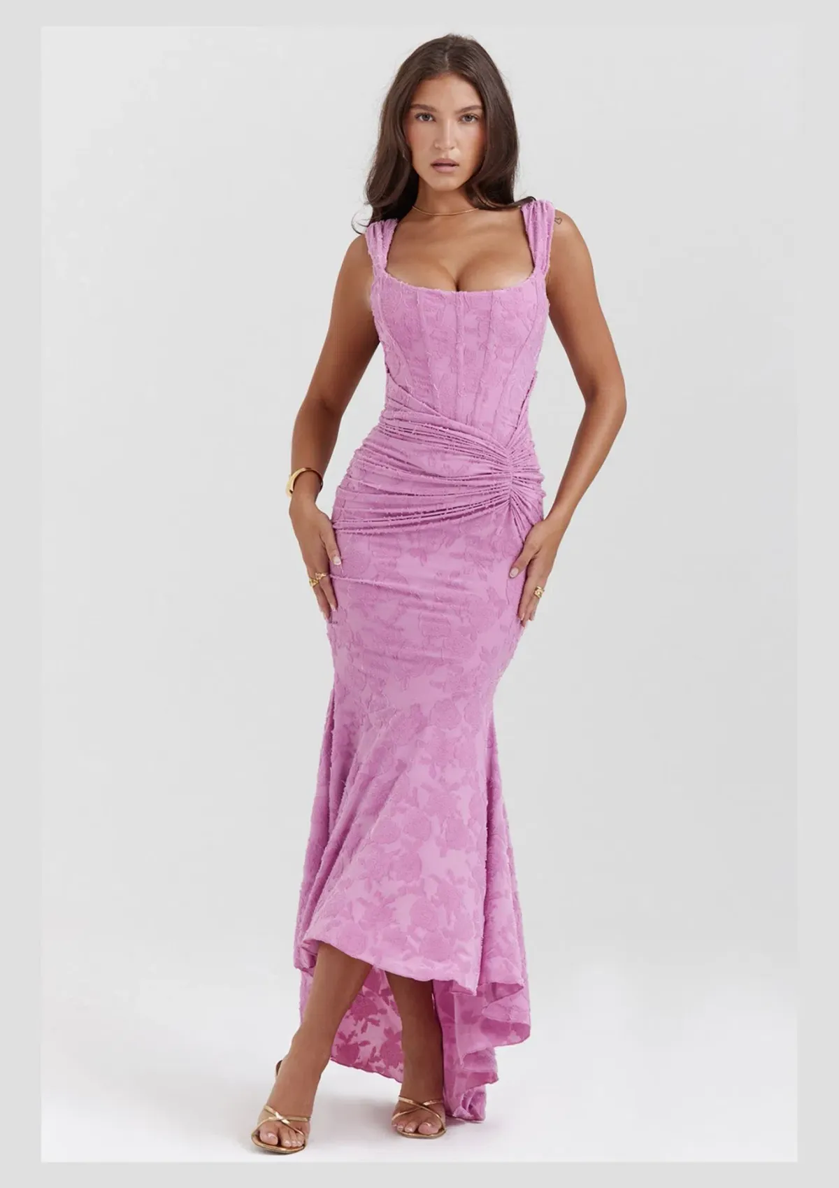 House Of CB Cesca Maxi Dress Rose Pink Floral Size XS / AU 6 for rent on The Volte - main image