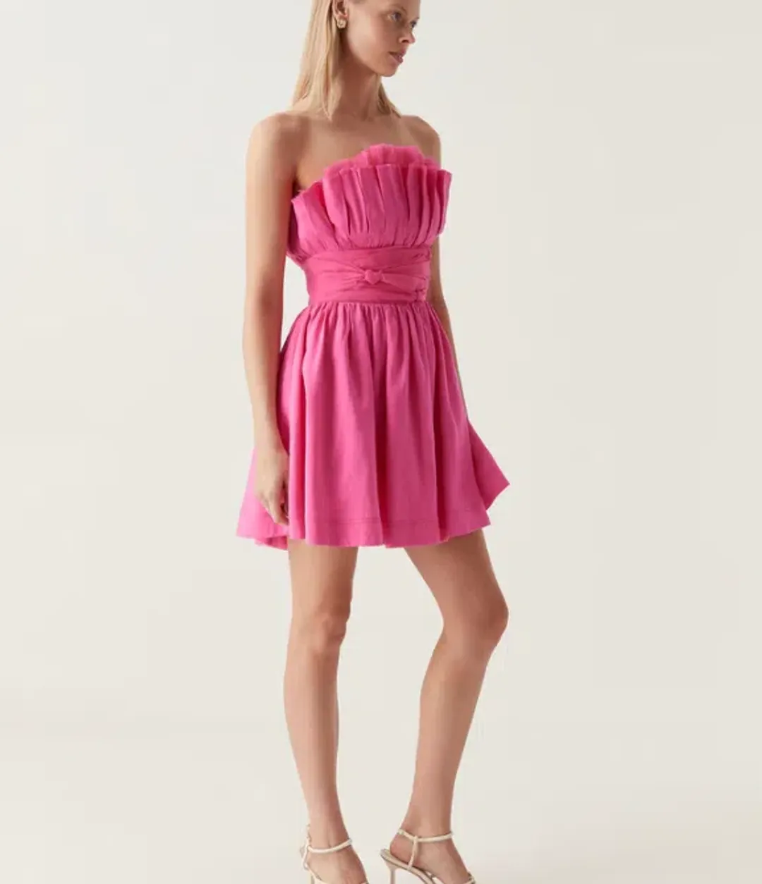 Aje Whisper Layered Mini Dress in Pink Size 6 for rent on The Volte - main image