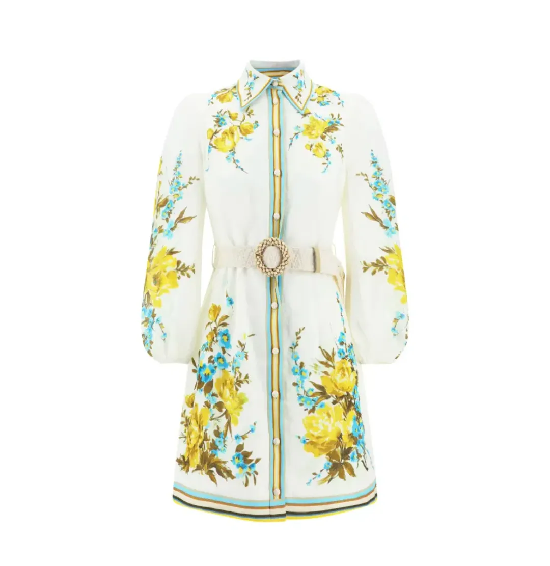 Zimmermann Halcyon Shirt Dress Floral Size 1 / AU 10 for rent on The Volte - main image