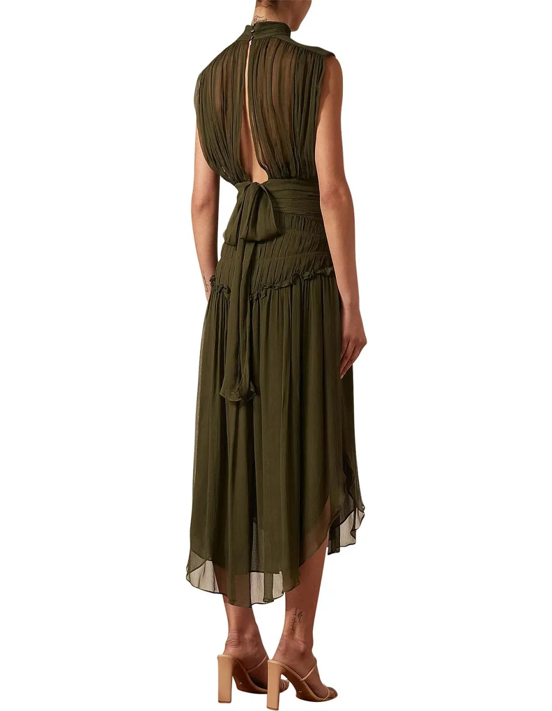 Shona Joy Safira Open Back Midi Dress Green Size 14 for rent on The Volte - main image