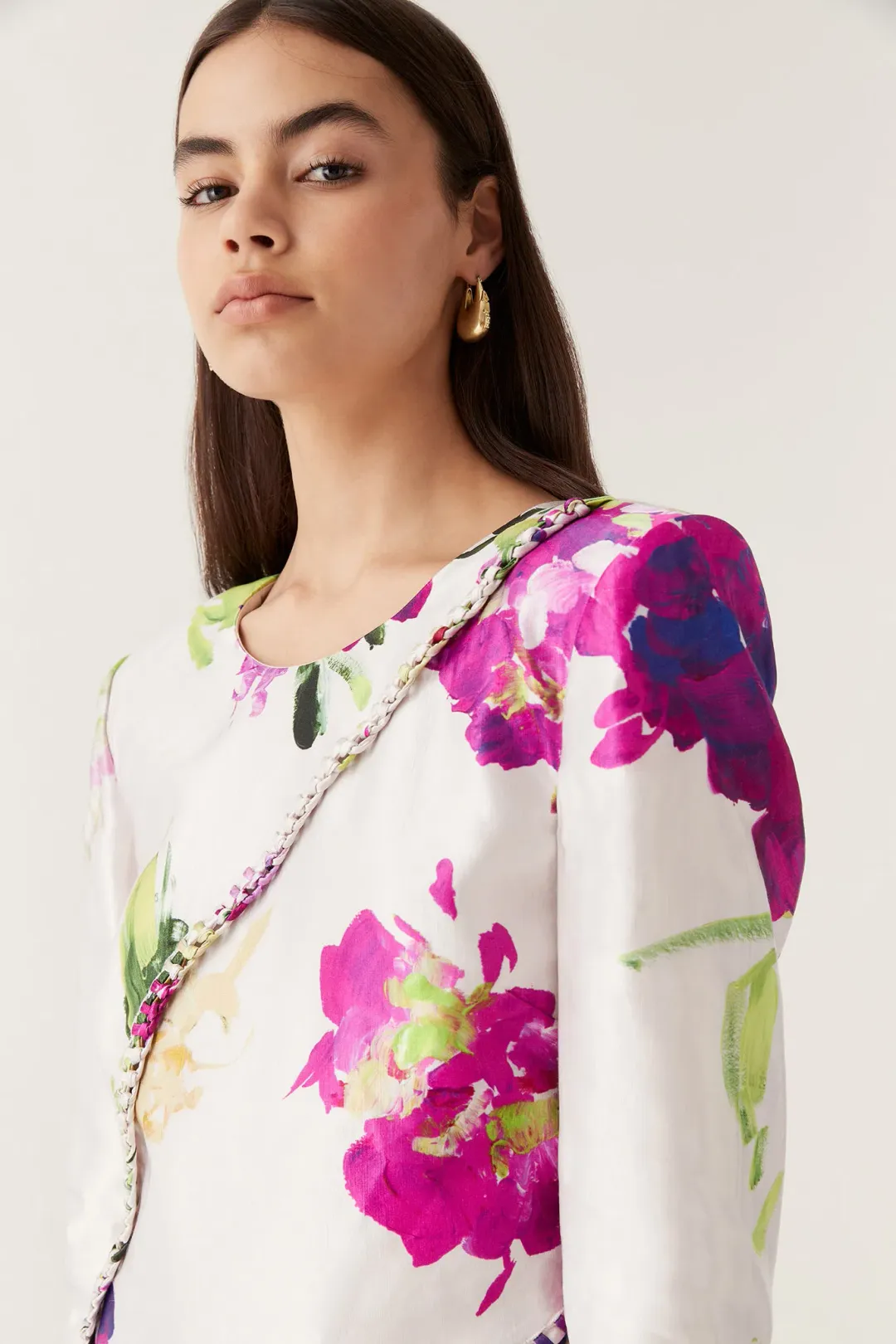 Aje Arbour Whipstitch Mini Dress Wild Hydrangea Floral Size 10  for rent on The Volte - main image