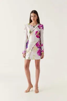 Aje Arbour Whipstitch Mini Dress Wild Hydrangea Floral Size 10  for rent on The Volte - image 1
