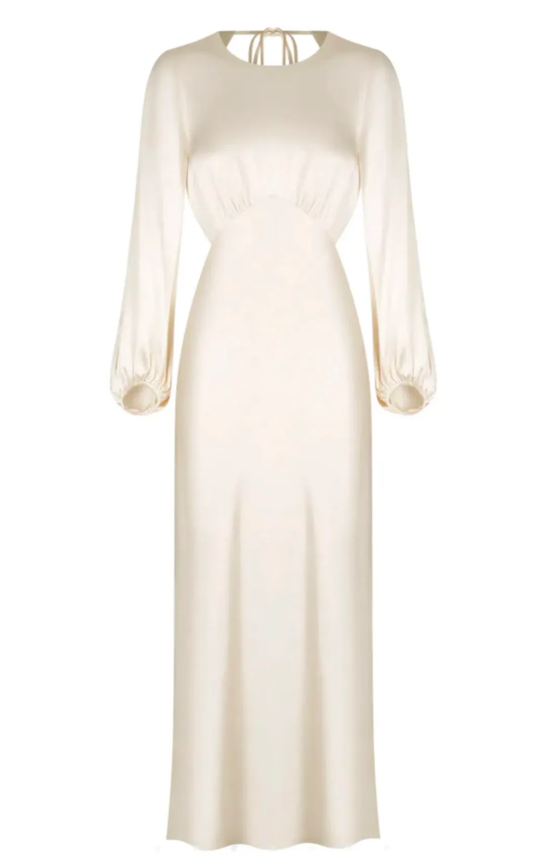 Shona Joy La Lune Open Back Balloon Sleeve Midi Dress Cream Size 6 for rent on The Volte - main image