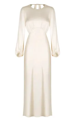 Shona Joy La Lune Open Back Balloon Sleeve Midi Dress Cream Size 6 for rent on The Volte - image 5