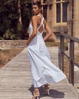 Scanlan Theodore Cotton Cross Back Dress White Size 6  for rent on The Volte - image 2