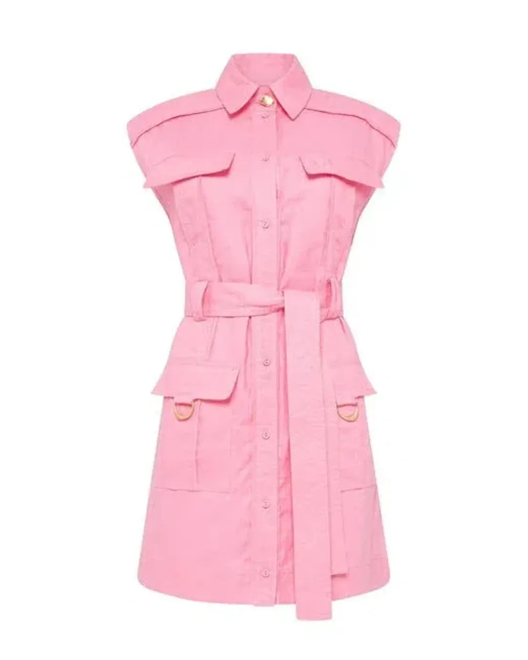 Aje Vista Linen Utility Dress in Pink Size 6 for rent on The Volte - main image