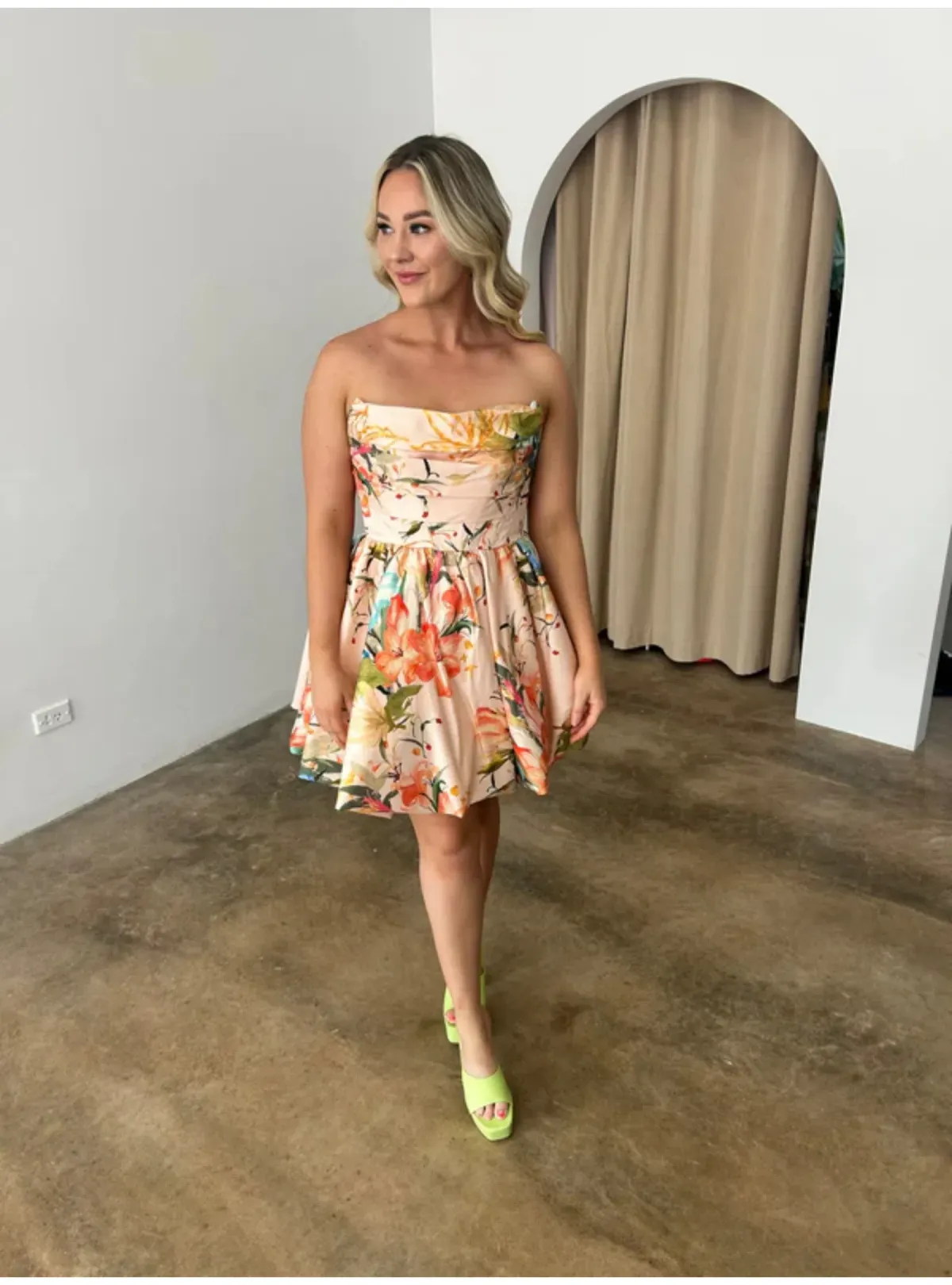 Leo Lin Katy Bustier Mini Dress Opulent Print in Blush Size AU 12 for rent on The Volte - main image