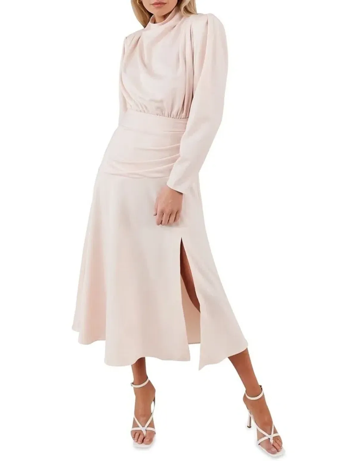 MISHA Simona Midi Dress Blush Size 8/S for rent on The Volte - main image