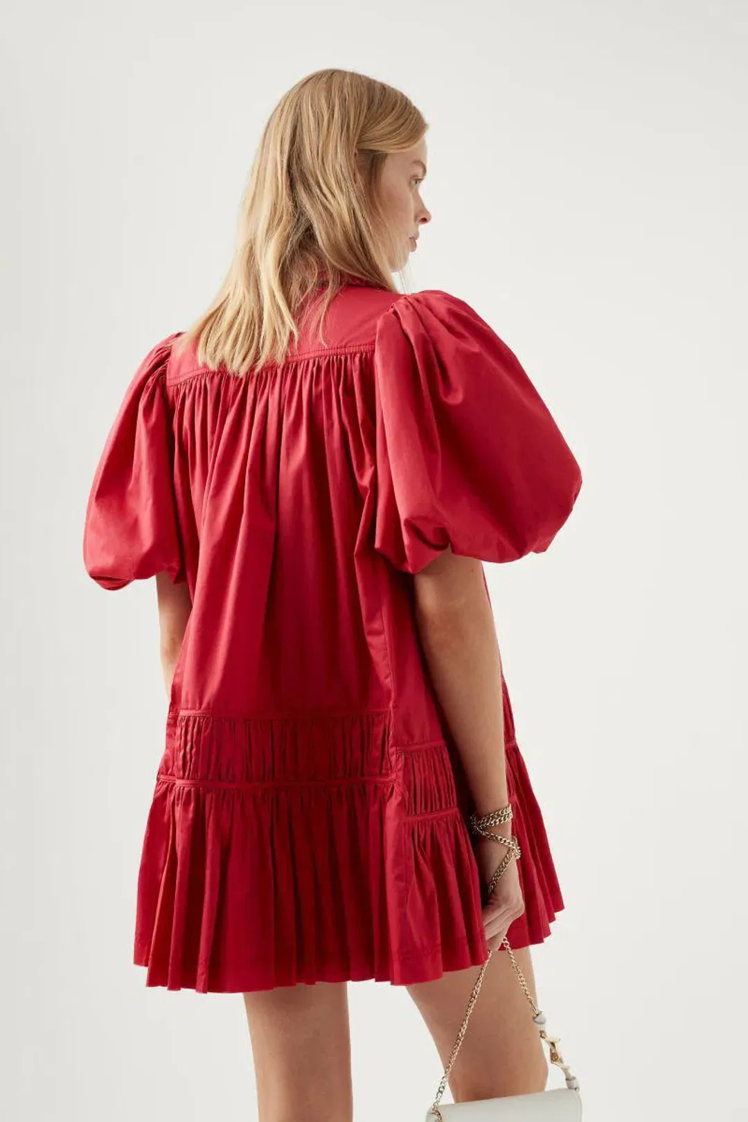 AJE Yvette Smock Mini Dress Red Size 6 for rent on The Volte - main image