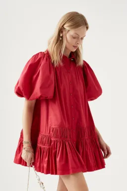 AJE Yvette Smock Mini Dress Red Size 6 for rent on The Volte - image 5