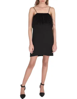 Aje Pellew Feather Mini Dress Black Size 8 for rent on The Volte - image 1