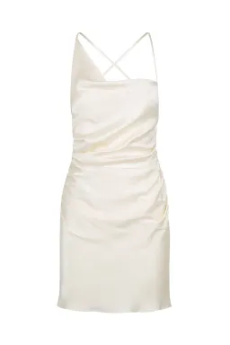 Shona Joy La Lune Asymmetrical Bias Cowl Mini Dress Cream Size AU 8 for rent on The Volte - image 3