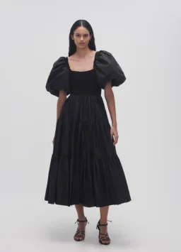 Aje Casa Puff Sleeve Midi Dress Black Size 12  for rent on The Volte - image 1