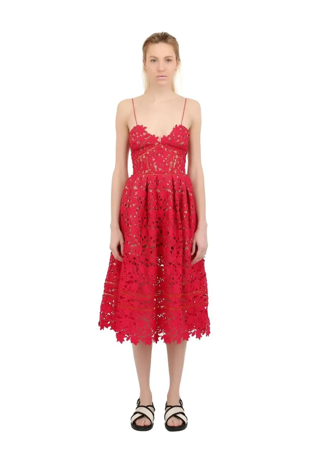 Self Portrait Azaelea Midi Dress Red Size 6 for rent on The Volte - main image