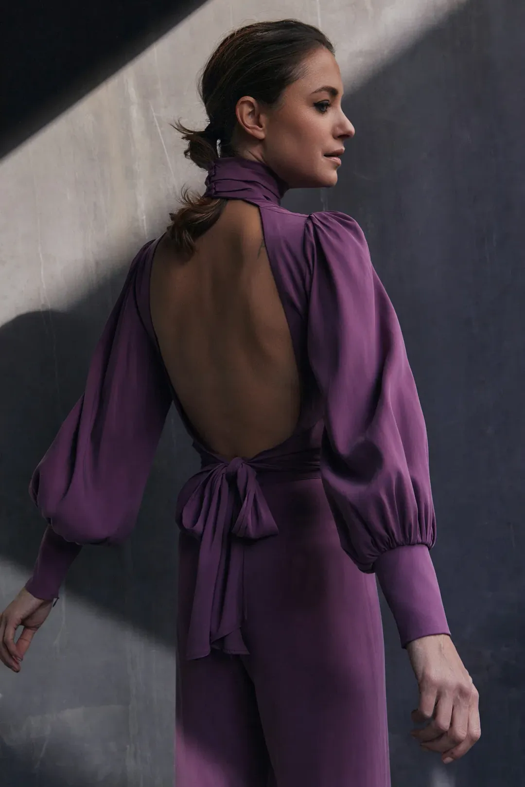 DIIDA Dynasty Open Back Blouse & Pants Set Mauve Size 10 for rent on The Volte - main image