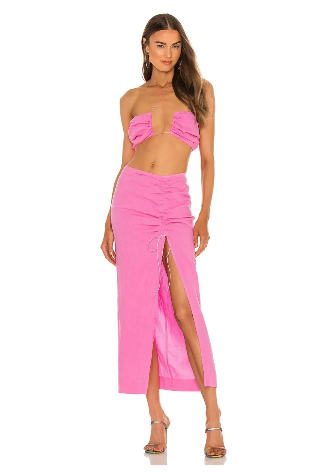 Natalie Rolt Bellini Crop Top and Skirt Set Candy Pink Size 8/10 for rent on The Volte - main image