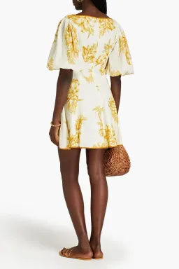 Zimmermann Empire Printed Linen Mini Dress Cream/Gold Size 2 / AU 12 for rent on The Volte - image 2