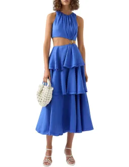 Aje Wave Cut Out Ring Midi Dress Blue Size 12 for rent on The Volte - image 1