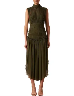 Shona Joy Safira Sleeveless Open Back Midi Dress in Olive Green Size 6 for rent on The Volte - image 3