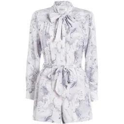 Zimmermann Silk Bow Playsuit Marble Print Size 0 / AU 8 for rent on The Volte - image 1